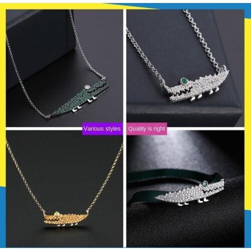 Crocodile dinosaur diamond necklace Korean wave ins fashion animal design retro clavicle chain female brand jewelry Exquisite