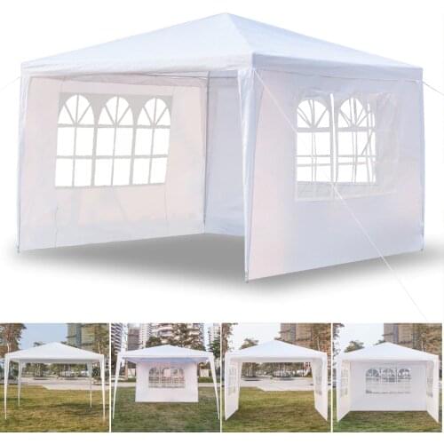 3 x 3m Three Sides Windows Waterproof Tent with Spiral Tubes Garden Lawn Windproof Canopy Outdoor Picnic Camping Gazebo