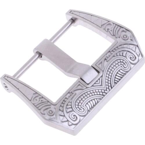Prettyia Vintage Flower Carving Screw In Watch Band Buckle Stainless Steel