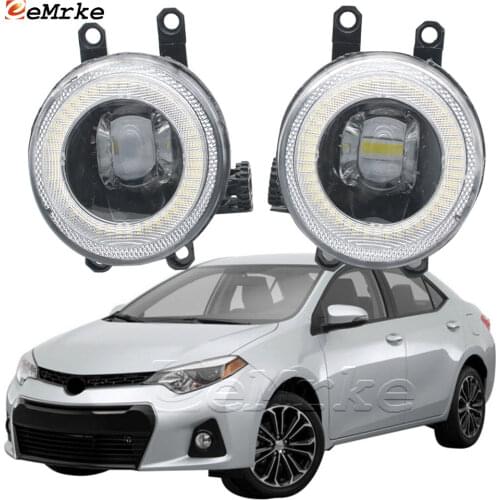 EEMRKE for Toyota Corolla S/ Corolla S Plus 2014 2015 2016 LED Angel Eye Daytime Running Lights DRL + Cut-Line Lens Fog Lights