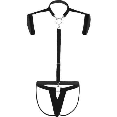 Sexy Mens Halter Neck Body Straps Suspender Jockstraps Halter Neck Shoulder Harness Band Stretch Strap Body Thong Underwear