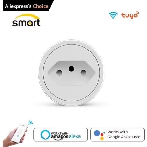16A Brazil Standard Wifi Smart Plug Outlet with Power Monitor, Smart Life APP Smart Socket Voice Works for Google Home, Alexa