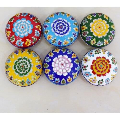 Cloisonne Jewelry Box Handmade Silk Copper Tire 4 Inch Powder Box Beijing Crafts for 1 pcs