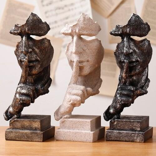 Modern silence is gold abstract characters handicraft decoration creative sculpture office living room art decoration gift