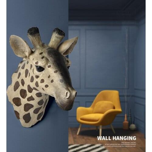 Home Statue Estatua Decoration Accessories 28Cm African Giraffe Head Sculpture Living Room Background Wall Decor Resin Deer Head