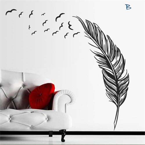 Feather Pattern PVC Stickers Wall Decor Sticker Baby Bedroom Living Room Home Decoration Accessories