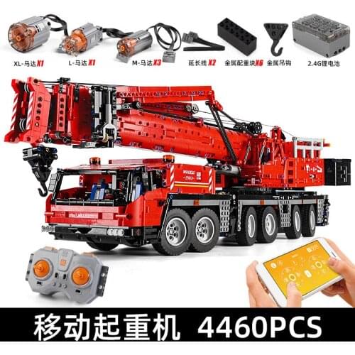 MOULD KING Motor Remote Control Crane Excavator Brick Engineering Vehicle Truck Toy Building Blocks Kids Toys