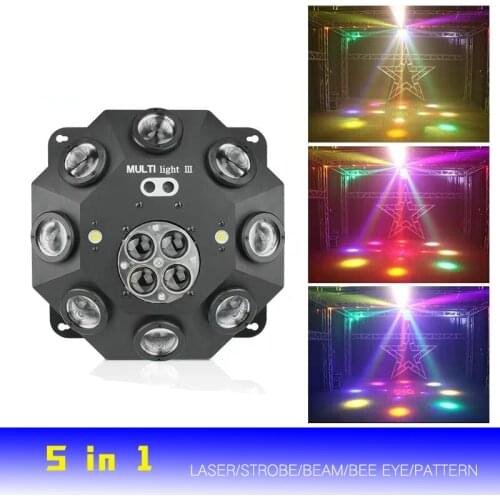 Free Shipping 5 in 1 LED Moving Head Projector Stage Effect Laser Beam Strobe Light DMX Bee Eyes for DJ Disco