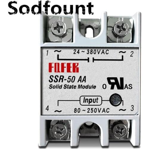 Solid state relay SSR-50AA 50A actually 80-250V AC TO 24-380V AC SSR 50AA relay solid state