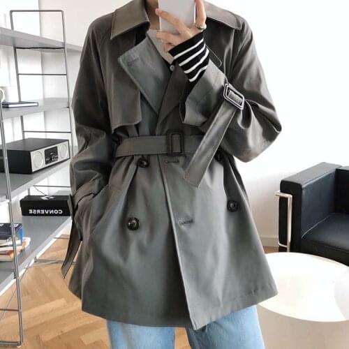 Vintage Loose Belted Windbreaker Women Coat Oversize Outerwear Autumn Korean Fashion Clothes 2020 Cloak Female Short Trench Coat