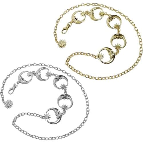 Ladies Harajuku Punk Moon Metal Belts Women Vintage High Waist Chain Belts Gothic Moon Sun Belts Female