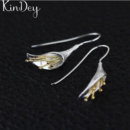 Kindey Bohemian Vintage Silver Color Morning Glory Flower Earrings For Women Party Jewelry Gift Pendientes