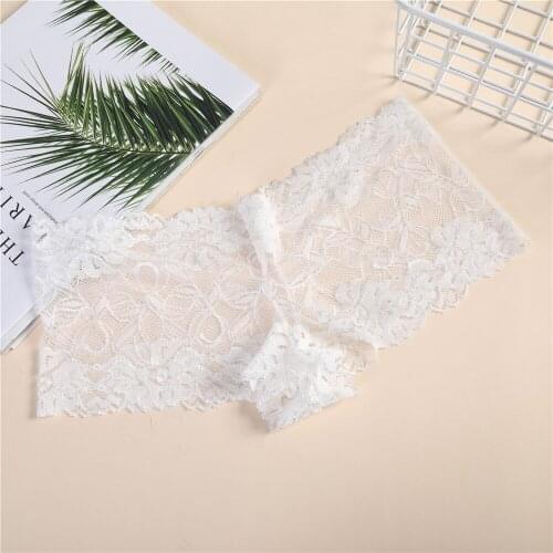 AIJOLEN Sexy White Flowers Hollow Underwear Lightweight Panties Oversize Panties Ladies Lace Boxer Shorts Underpants