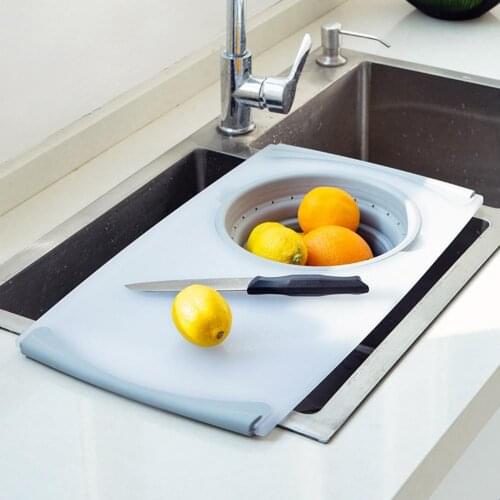 1PCS Multi-function 2 In 1 Folding Cutting Board Kitchen Foldable Drain Basket Chopping Blocks Washing Basket Kitchen Organizer
