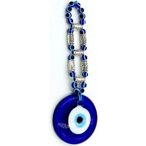 1PC Turkish Blue Eye Beads Beaded Alloy Accessories 5CM Diameter Glass Pendant Car Hanger Decorations for Room Garden