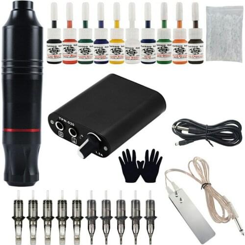 10-color Motor Pen Beginner Tattoo Machine Set Motorized Pen Power Supply Semi-permanent Tattoo Secant Fog Machine