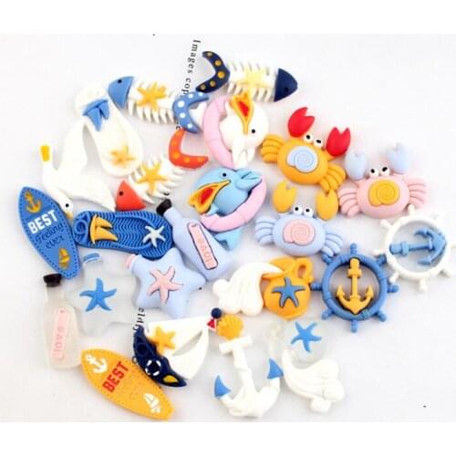 20pcs/lot Flat Back Resin ocean animals DIY Resin Hair Jewelry Bows Clip Accessories Plastic Cabochons Decoration