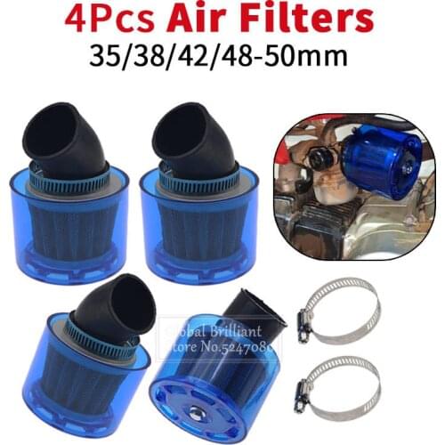 4Pcs 35/38/42/45/48-50/58-60mm Bend Elbow Splash Proof Motorcycle Air Filters Cleaner For 50cc-250cc ATV Pit Dirt Bike Scooter