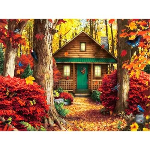 Diamond Painting Countryside House Full Square Drill Diamond Embroidery Mosaic Autumn Landscape Room Art Gift