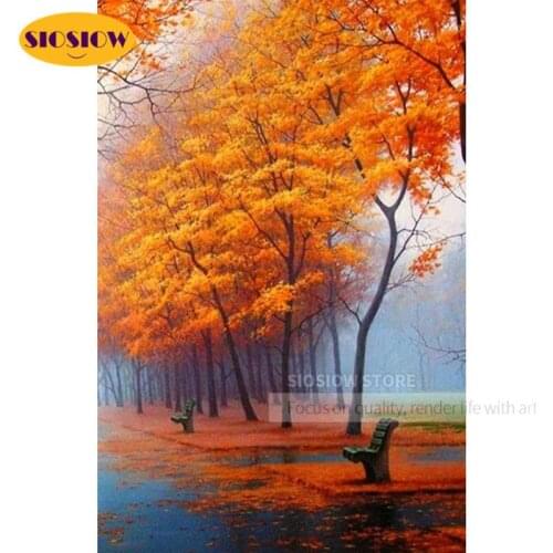 Diamond Painting Forest In Autumn Scenery Colorful Tree Full Square Diamond Embroidery Picture Of Rhinestones Crystal Home Decor