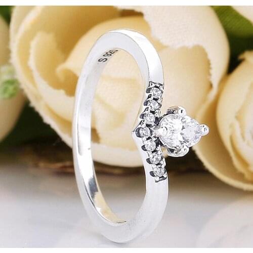 Bewill Original Classic Wish Rings With Crystal For Women 925 Sterling Silver Ring Wedding Party Gift Fine Jewelry