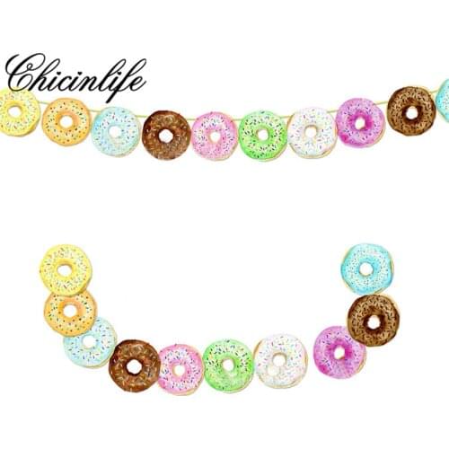 Chicinlife 10Pcs Donut Garland happy birthday Bunting Banner Summer Candy party supplies baby shower Photo Booth Props Decora