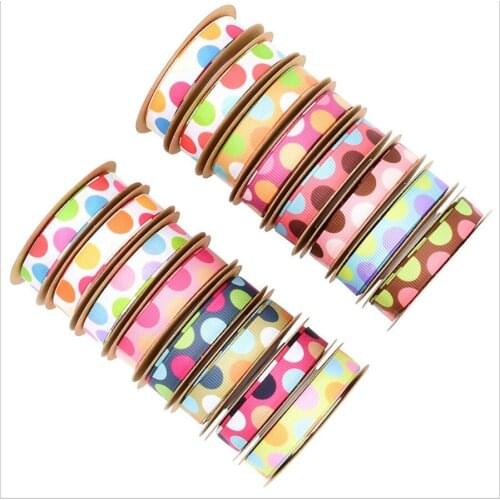 9MM Colorful Polka Dot Grosgrain Ribbon Personal Graphic Print Ribbon Crafts DIY Wrap Decor Accessories 3rolls X 10yards