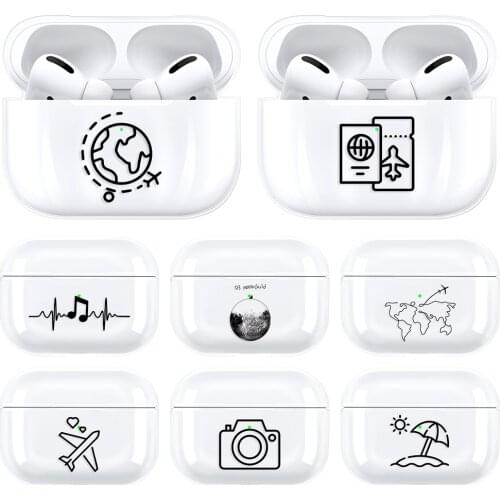 Flight Travel Pattern Cases for Airpods Pro Case Transparent Bluetooth Headphone Protective Coque for air pods 3 Hard PC Cover