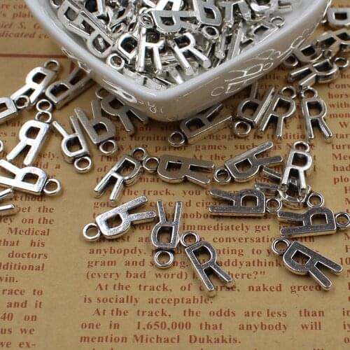 20 pcs Double Side Alphabet(R)Letter Tag Charm Pendant Initials Jewelry Making