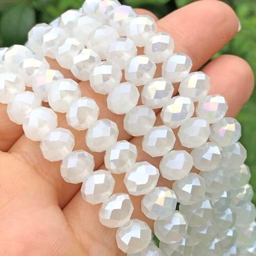 Faceted AB White Rondelle Crystal Glass Beads Loose Spacer Beads For Jewelry Making Diy Earring Bracelet Accessories 1 Strand