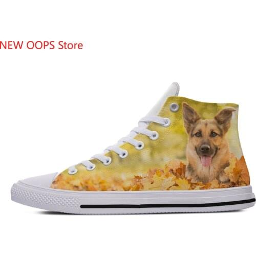 German shepherd Animal Pets dog Cut kawaii Lightweight High Top Canvas Shoes Men Women Casual Breathable Sneakers