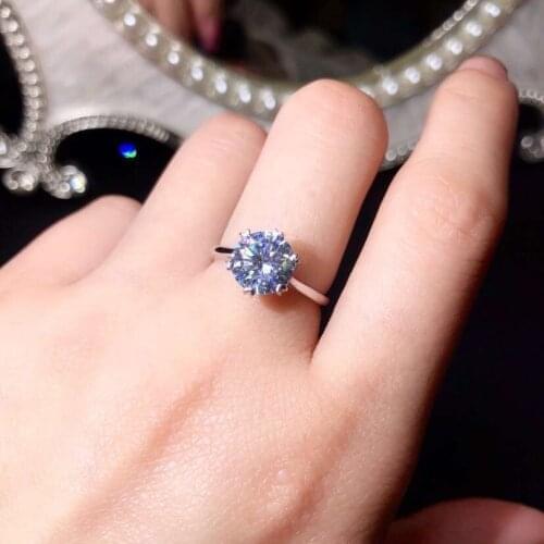 Crackling moissanite gemstone ring for girl silver jewelry gift birthday party engagement ring for wedding 925 silver shiny ring