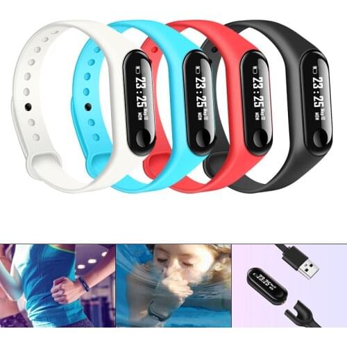 M3L Touch Screen Time Smart Wristband with Detachable Strap and Hidden USB Charging Port for Android/IOS