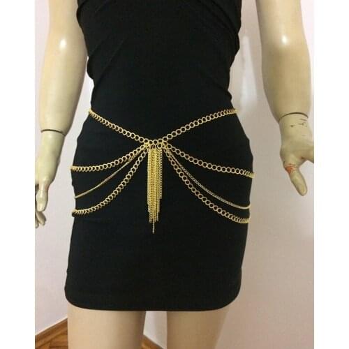Fashion Women Waist Chain Gold Color Sexy Multi-layered Retro Tassels Waist Belt Chain Female Jewelry