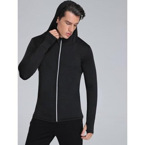 MA79 Hoodies Thumb Hole Reflective Zip Mens Outdoor Sports Jacket Running Jersey Fitness Yoga Sweatshirt Hoodies Training Top