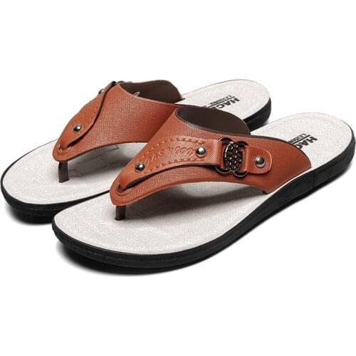 2021 Summer New Flat Slip on Sandals Men Fashion Non-slip Slippers for Male Outdoor Comfortable Chic Sandy Beach Men Flip Flops