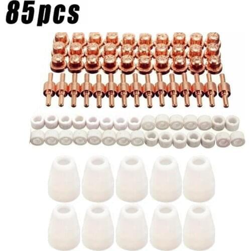 NEW 85Pcs Air Plasma Cutting Tips For LG-40 PT-31 Cutter Consumables CUT-40 CUT-50D CT-312 Swirling Rings Electrode Shield Cups