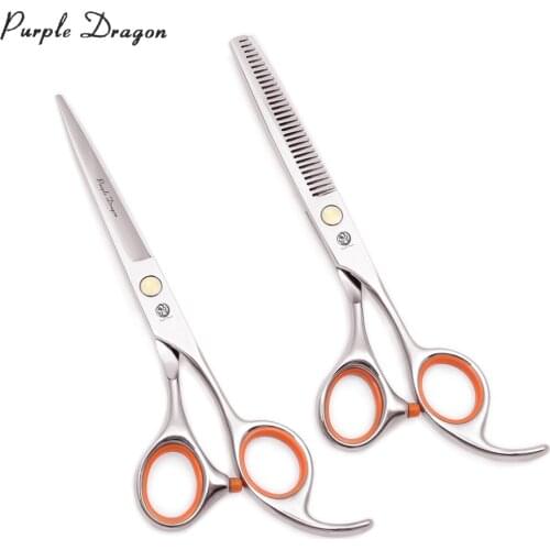 Hair Cutting Scissors 5.5" JP Stainless Purple Dragon Shiny Barber Thinning Shears Professional Hair Scissors Haircut Set Z1008