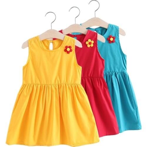 Girls Summer Clothing 2019 New Brand Printed Flower Dress Girls Cotton And Linen Sleeveless Simple Vest Dress Thin Casual Dress