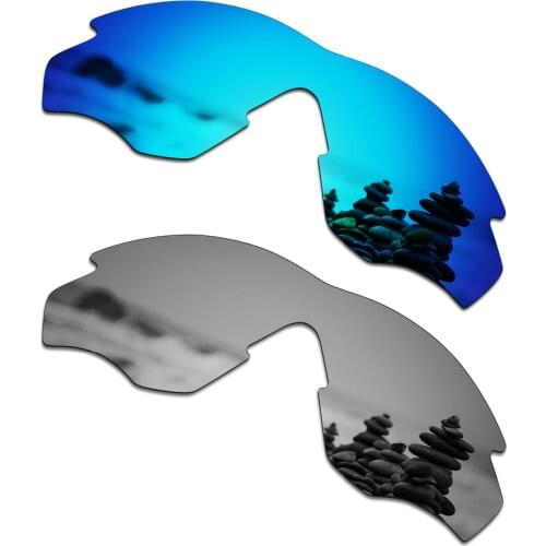 SmartVLT 2 Pieces Polarized Sunglasses Replacement Lenses for Oakley M2 Ice Blue and Silver Titanium