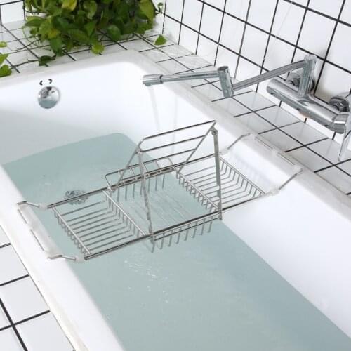 Bath Reading Rack Bathroom Red Wine Rack Metal Retractable Stainless Steel Bathroom Rack Bathroom Storage Rack Tub Tray