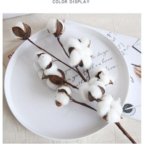 10 Head Naturally Dried Cotton Flower Artificial Plants Floral Branch For Wedding Party Decoration Fake Flowers Home Decor