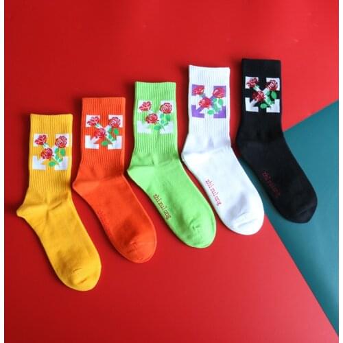 Bright Color Gunner Rose Crew Cotton Socks Shooter Marksman Arrow Arrows Street Fashion Hipster Streetwear South East West North
