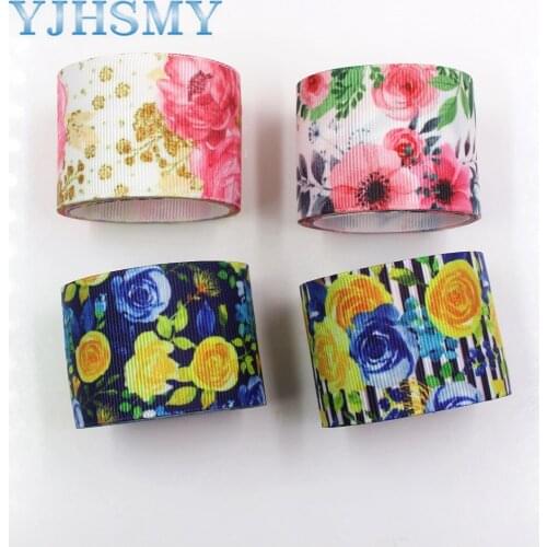 YJHSMY,I-19330-838,38mm 10yards flower Thermal transfer Printed grosgrain Ribbons,bow cap DIY handmade accessories decorations