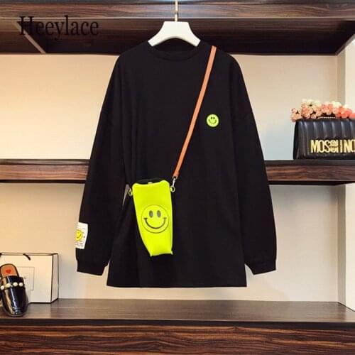 Plus size Oversized women black Sweatshirts with bag Women loose Tops Long Sleeve pullover Autumn Casual Vintage sweatshirt 2020