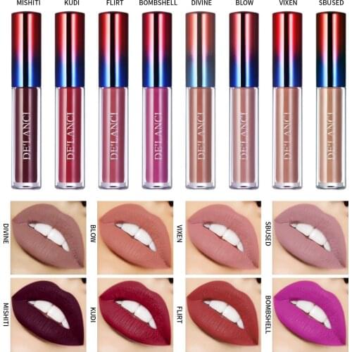 DE'LANCI Waterproof Matte Liquid Lipstick Set Nude 8 Piece Makeup Long Lasting Cream lip gloss Collection Set