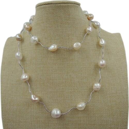 100% NATURE FRESHWATER Baroque PEARL NECKLACE-good quality-metal accessories