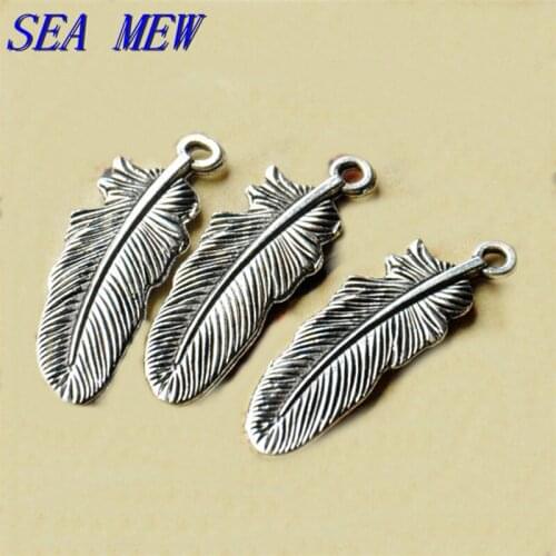 18mm*10mm Antique Silver Color Metal Zinc Alloy Feather Pendant Vintage Style Feather Pendant For Jewelry Components 100 PCS