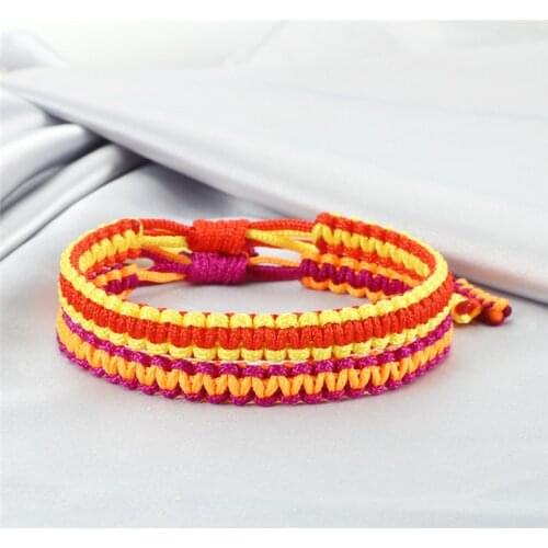 Hot Sale MultiColor 2pcs Charm Bracelets Handmade Tibetan Buddhist Braided Rope Bracelet Women Men Jewelry for Best Friend Gifts