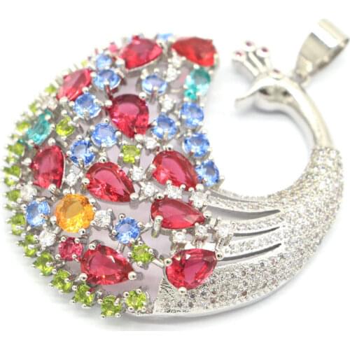 45x31mm Stunning Created Big Rich Blue Aquamarine For Ladies Bride Wedding Silver Pendant Wholesale Drop Shipping